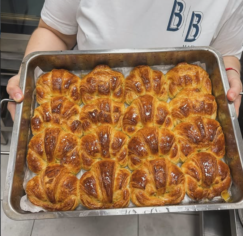 Babka tray fresh from oven